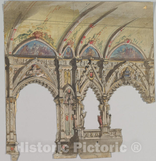 Art Print : Eugène Cicéri - Design for a Stage Set 1 v.2 : Vintage Wall Art
