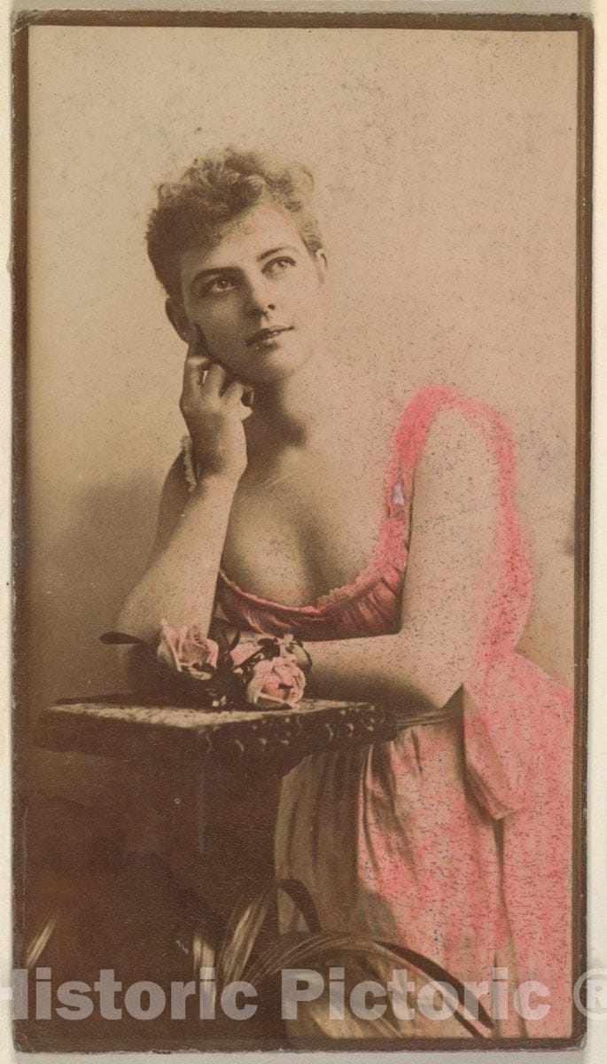 Photo Print : Actress Wearing Hand-Colored Pink Dress, from The Actresses Series (N668) : Vintage Wall Art