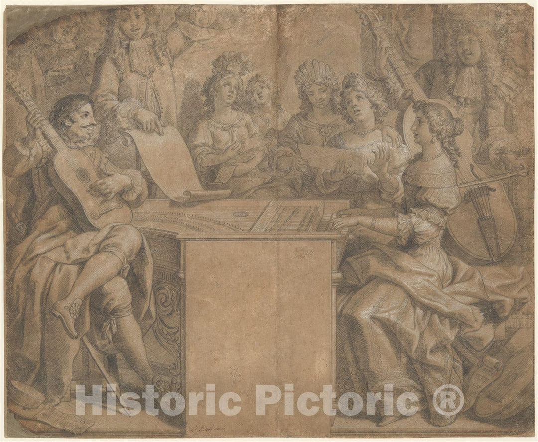 Art Print : Louis Licherie de Beurie - A Concert : Vintage Wall Art