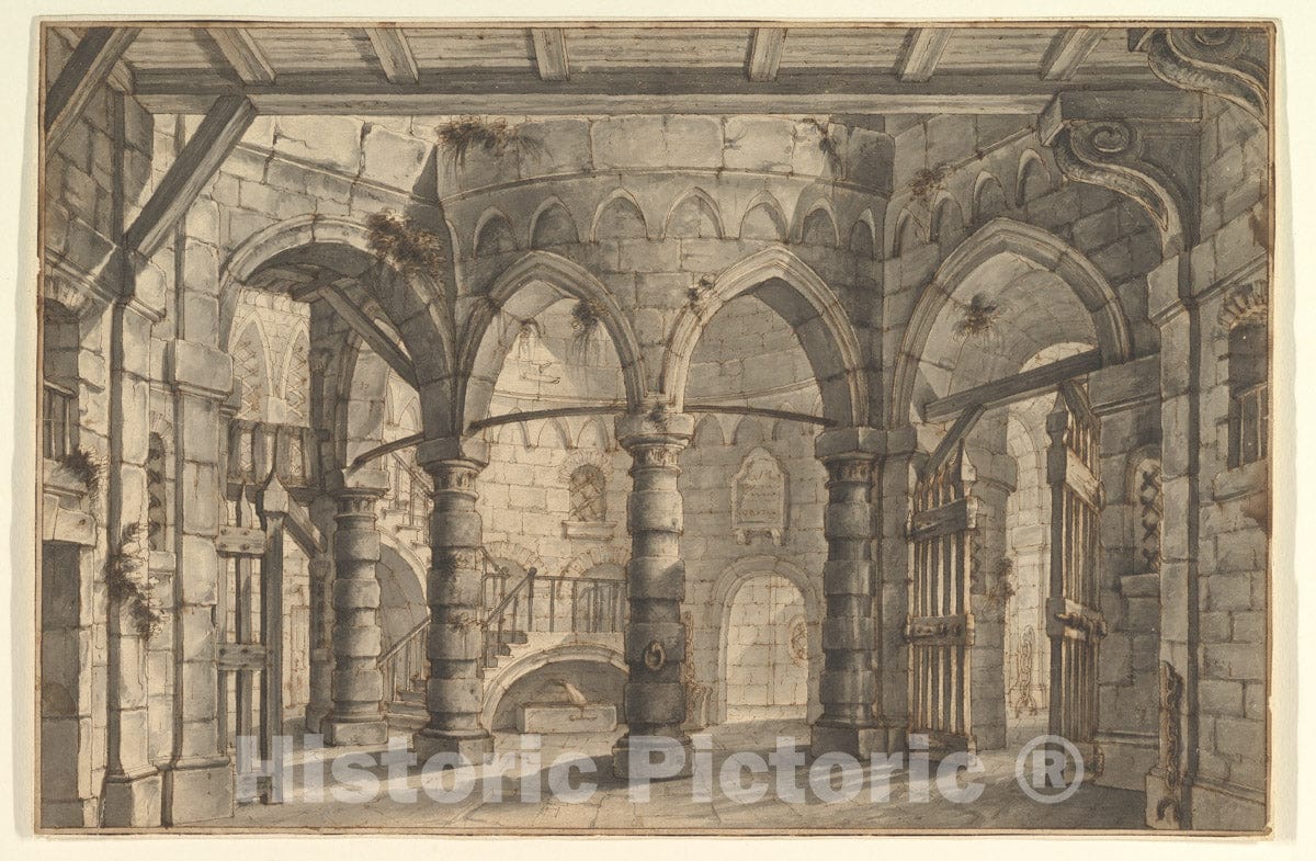 Art Print : Giovanni Maria Quaglio I (Also Known as Giulio Quaglio III) - Design for a Stage Set : Vintage Wall Art