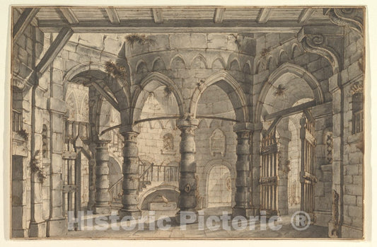 Art Print : Giovanni Maria Quaglio I (Also Known as Giulio Quaglio III) - Design for a Stage Set : Vintage Wall Art