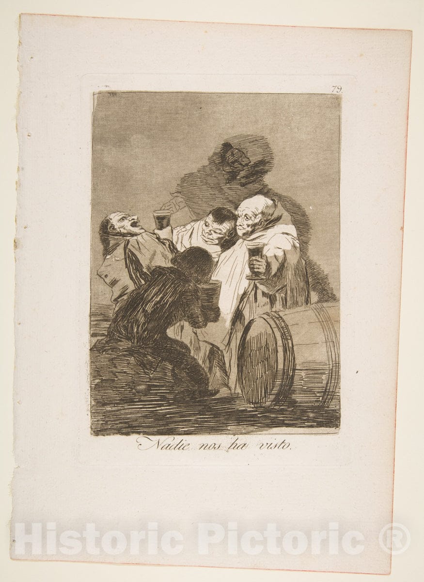 Art Print : Goya - Plate 79 from 'Los Caprichos': No one has seen us (Nadie nos ha Visto.) : Vintage Wall Art