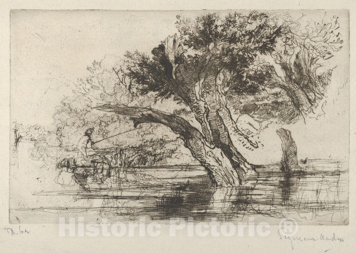 Art Print : Sir Francis Seymour Haden - Penton Hook 2 : Vintage Wall Art