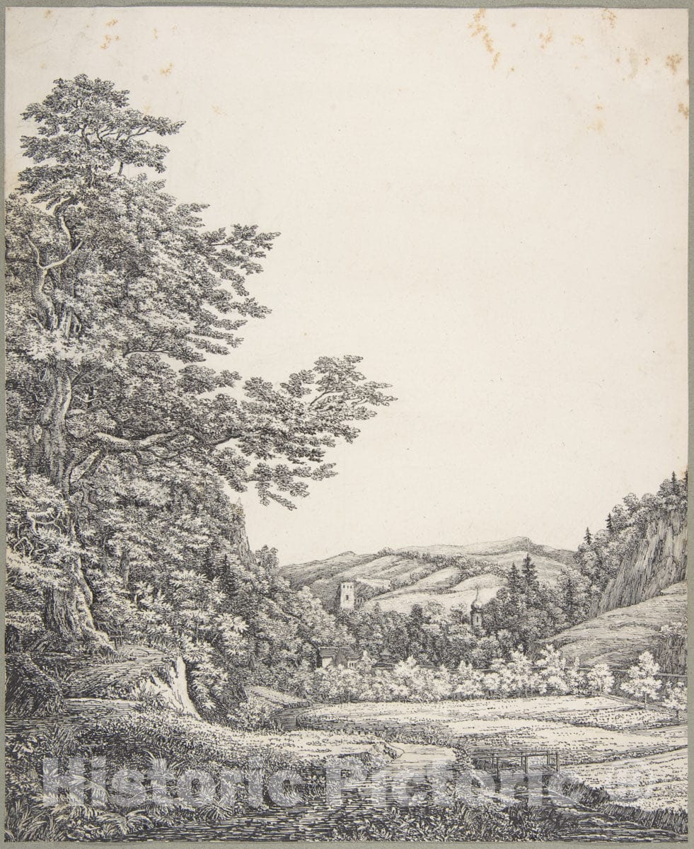 Art Print : Otto Friedrich Magnus Count Baudissin - Southern German Landscape : Vintage Wall Art