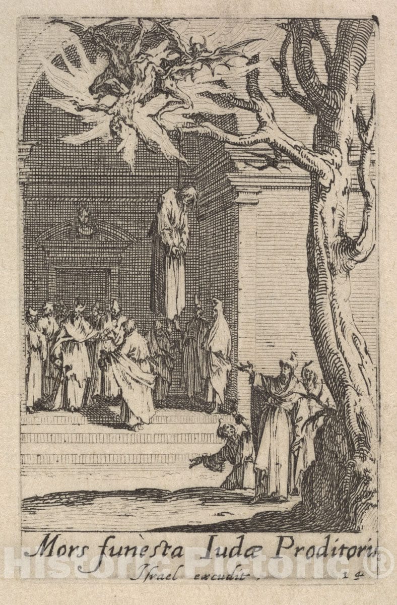 Art Print : Jacques Callot - Death of Judas, from The Series 'The Little Apostles' (Les Petits apôtres) : Vintage Wall Art