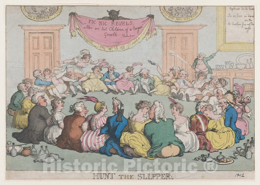 Art Print : Thomas Rowlandson - Hunt The Slippers : Vintage Wall Art