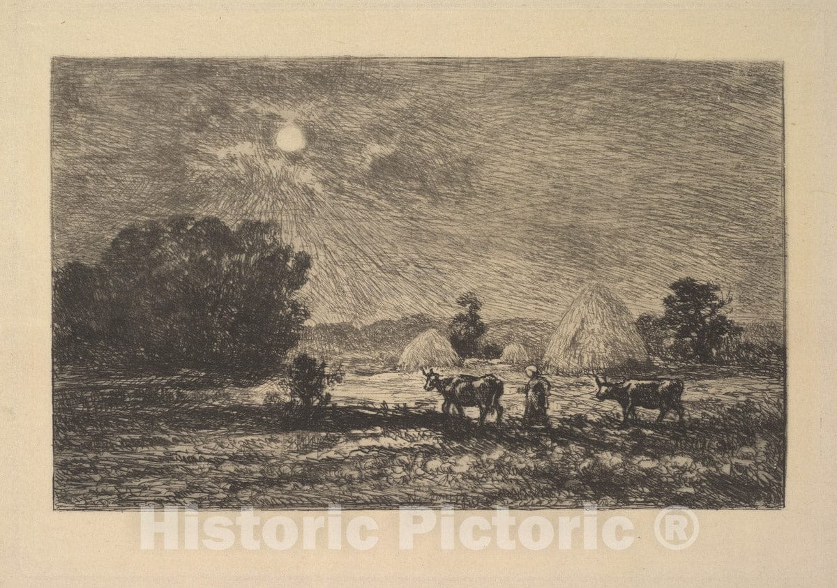 Art Print : Charles-François Daubigny - Clair de Lune à Valmondois : Vintage Wall Art