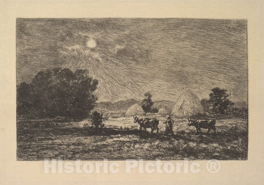 Art Print : Charles-François Daubigny - Clair de Lune à Valmondois : Vintage Wall Art