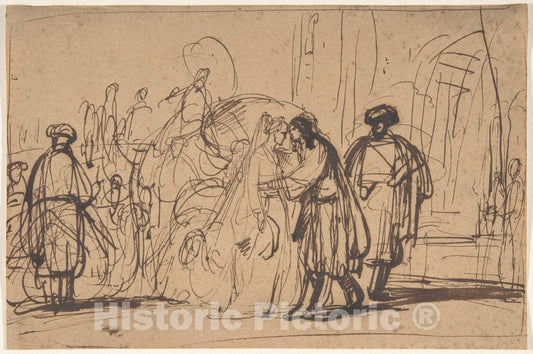 Art Print : Gerbrand Van den Eeckhout - Isaac's Reception of Rebecca : Vintage Wall Art
