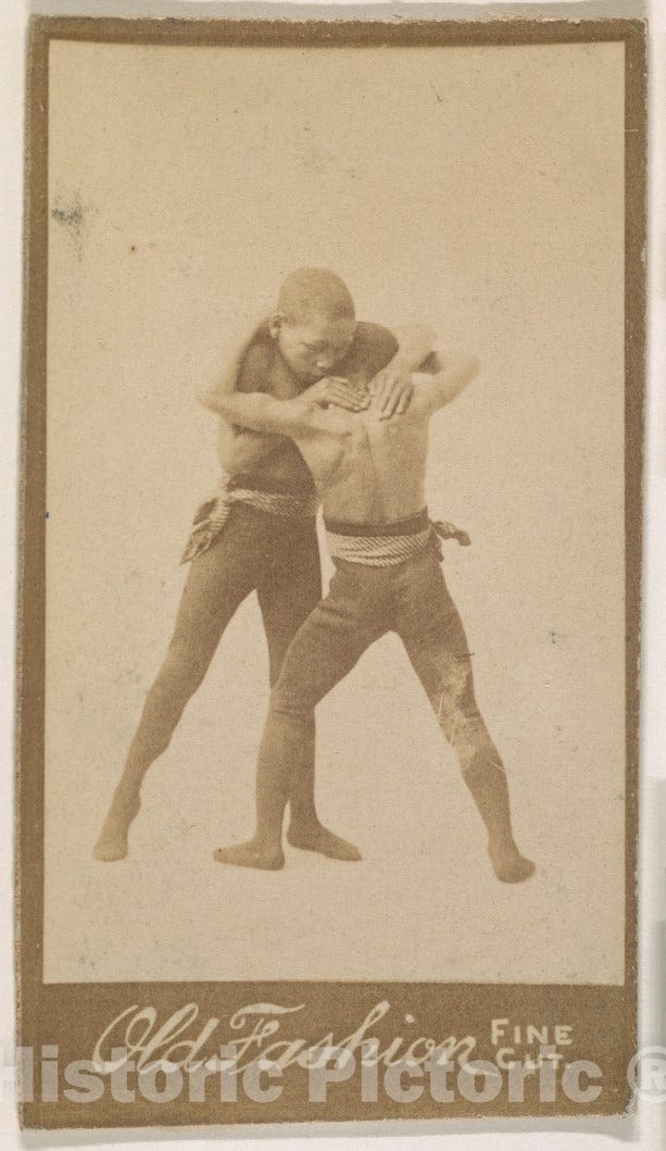 Photo Print : Two Boys Wrestling, from The Negro Subjects Series (N692) Promoting Old Fashion Fine Cut Tobacco : Vintage Wall Art