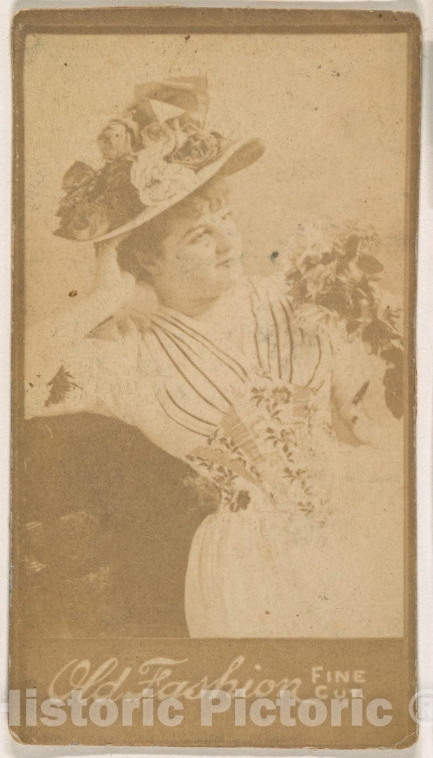 Photo Print : Actress Wearing Floral hat, from The Actresses Series (N664) Promoting Old Fashion Fine Cut Tobacco 2 : Vintage Wall Art