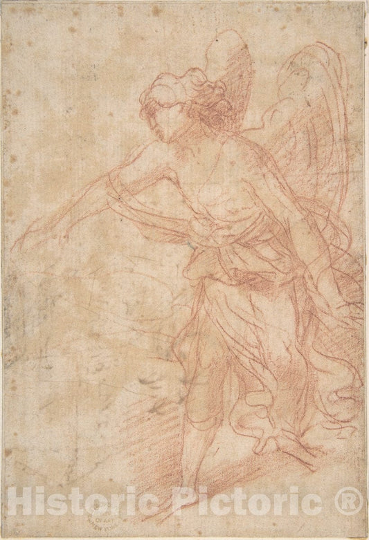 Art Print : Italian, Roman-Bolognese, 17th Century - an Angel : Vintage Wall Art