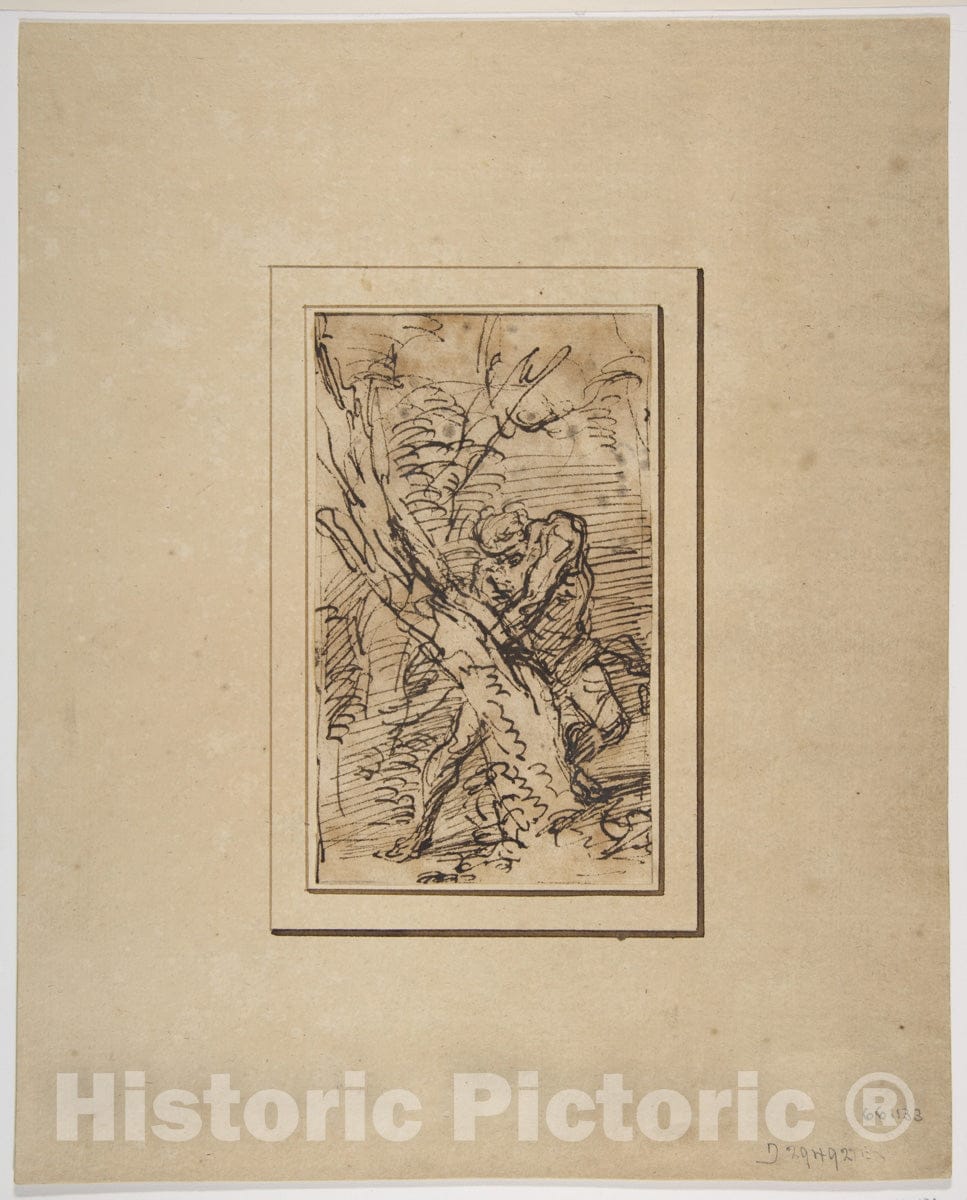 Art Print : Salvator Rosa - Milo of Crotona : Vintage Wall Art