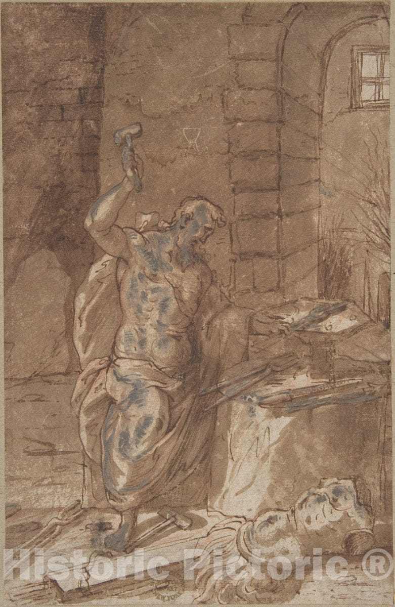 Art Print : Italian, Roman-Bolognese, 17th Century - Vulcan : Vintage Wall Art