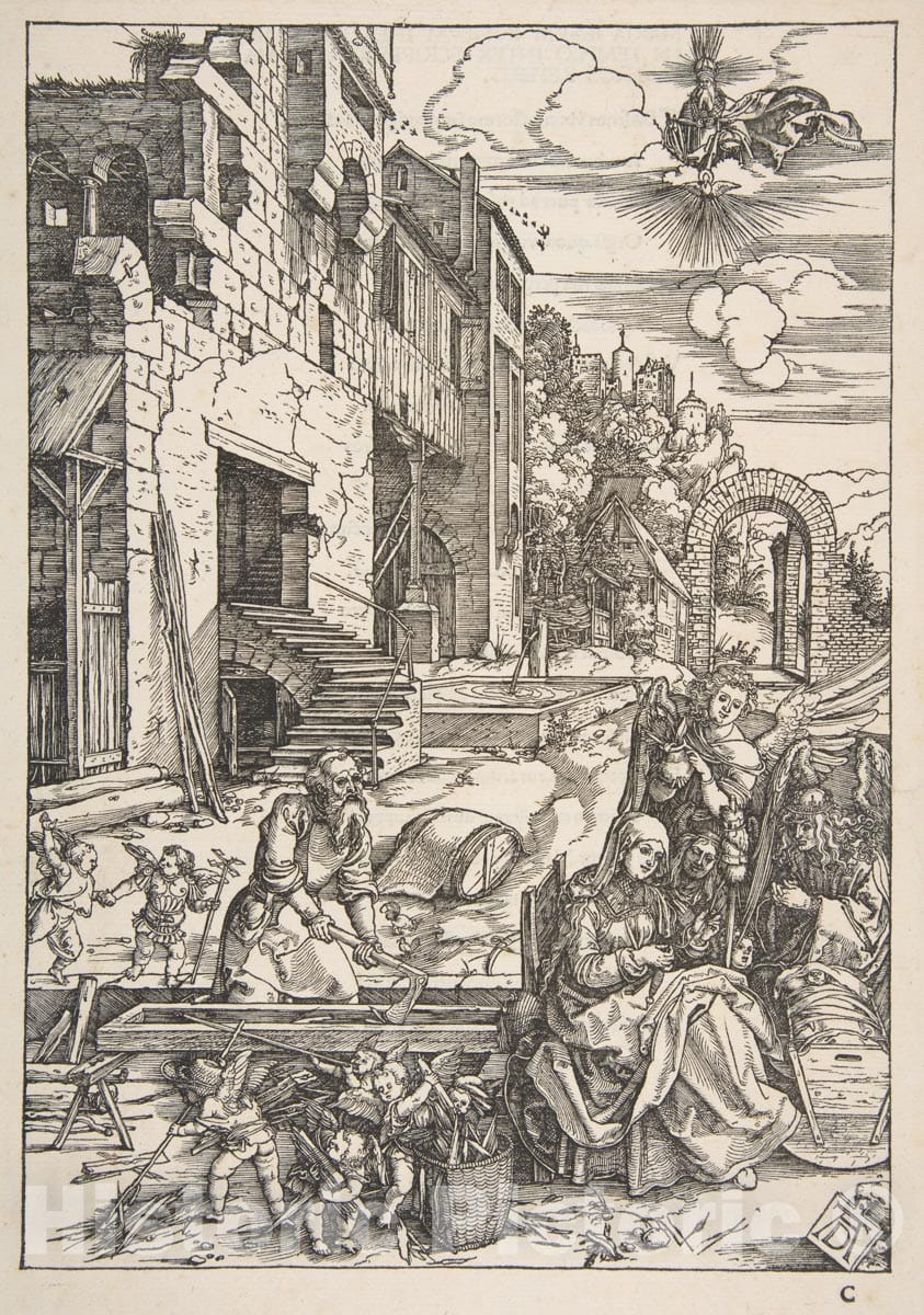 Art Print : Albrecht Dürer - The Sojourn of The Holy Family in Egypt, from The Life of The Virgin, Latin Edition, 1511 : Vintage Wall Art