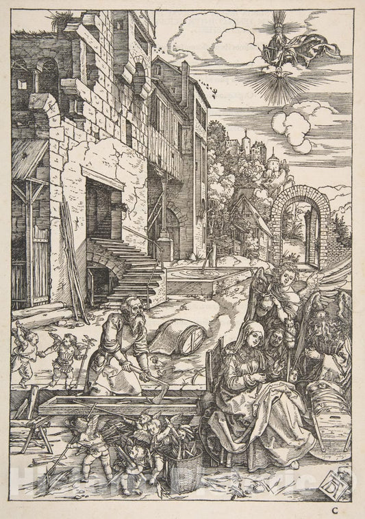 Art Print : Albrecht Dürer - The Sojourn of The Holy Family in Egypt, from The Life of The Virgin, Latin Edition, 1511 : Vintage Wall Art
