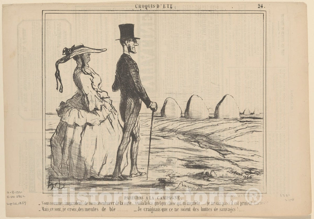 Art Print : Honoré Daumier - A Summer Sketch: Parisians in The Countryside : Vintage Wall Art