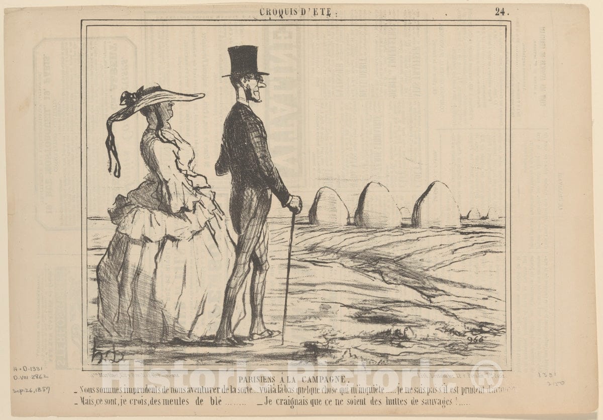 Art Print : Honoré Daumier - A Summer Sketch: Parisians in The Countryside : Vintage Wall Art