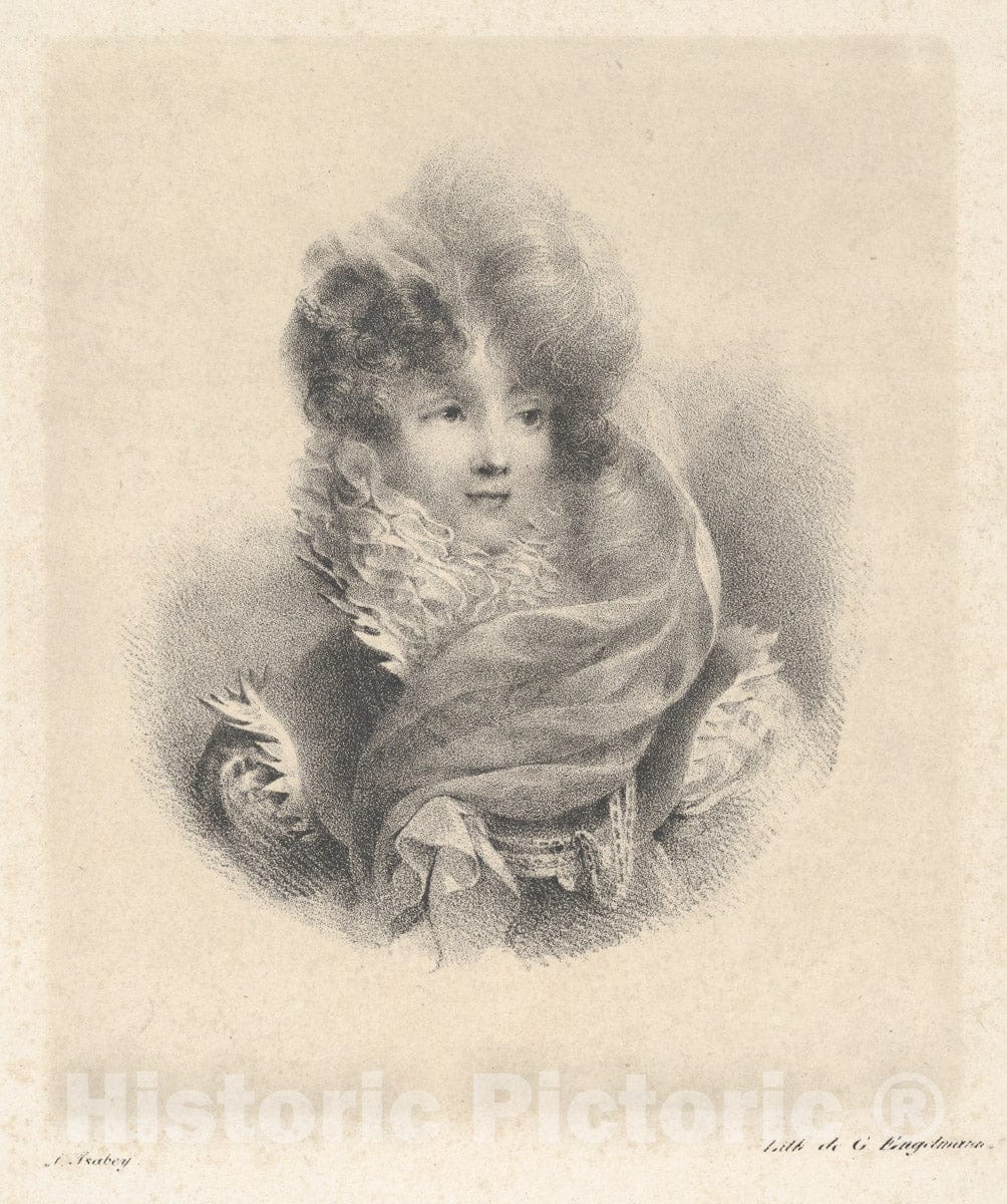 Art Print : Jean-Baptiste Isabey - Portrait of Mademoiselle de Pavant : Vintage Wall Art