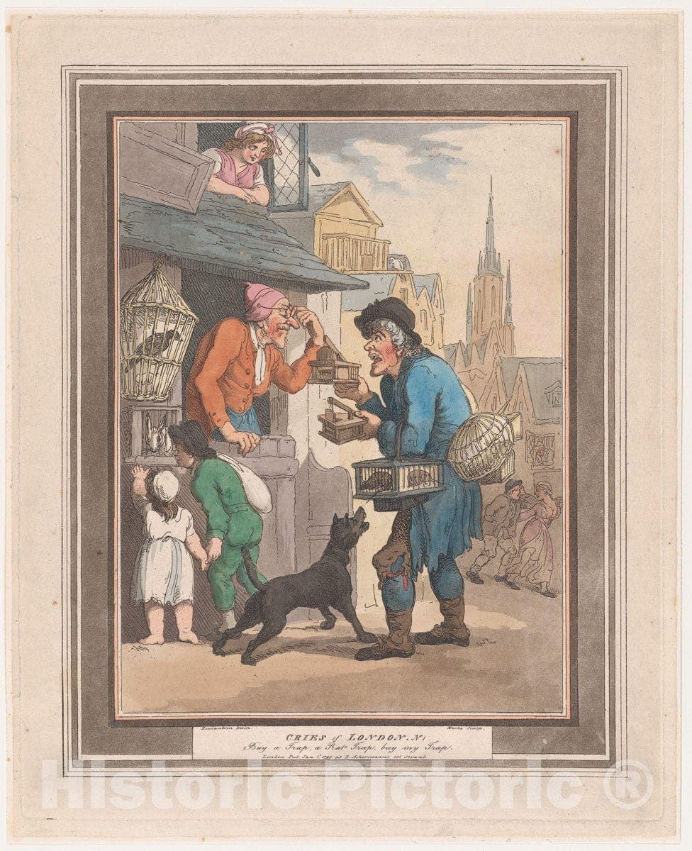Art Print : Henri Merke - Cries of London: No.1: Buy a Trap, a Rat-Trap : Vintage Wall Art