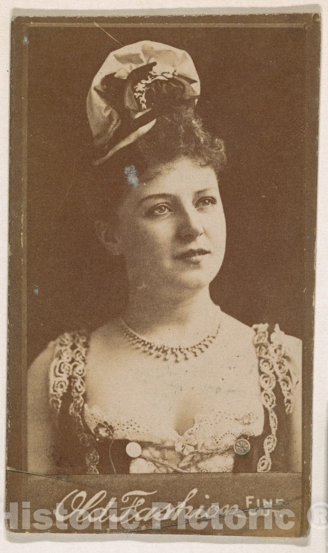 Photo Print : Actress Wearing Floral hat, from The Actresses Series (N664) Promoting Old Fashion Fine Cut Tobacco 1 : Vintage Wall Art