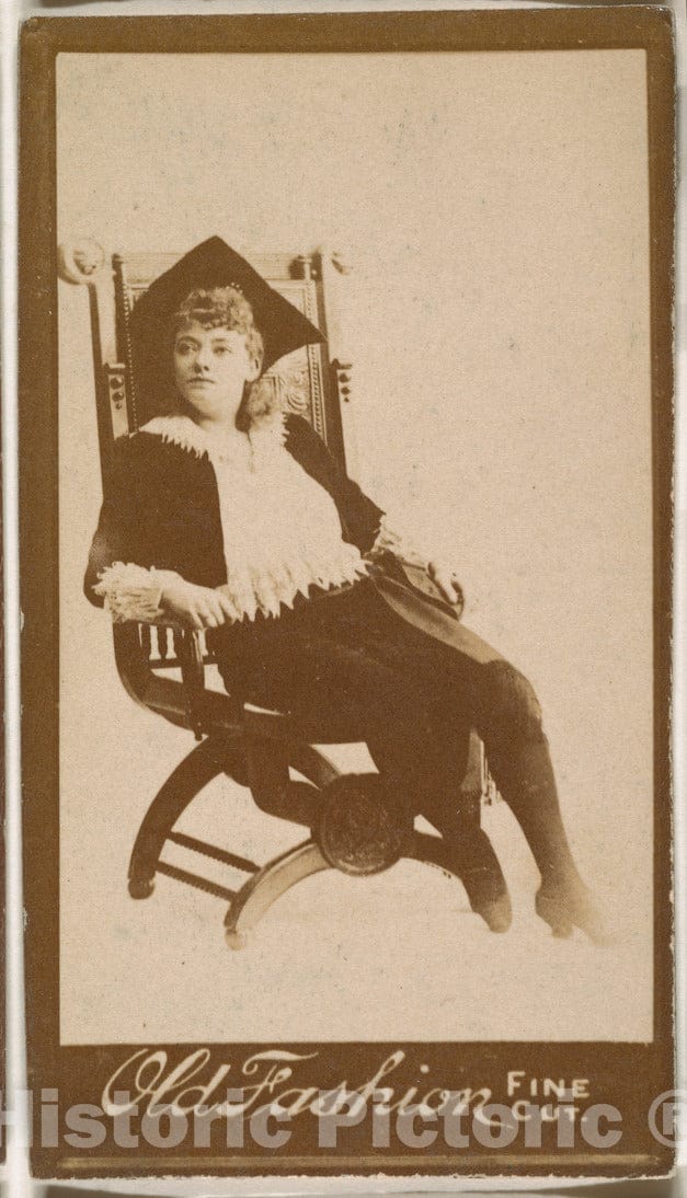 Photo Print : Actress Seated in Chair, from The Actresses Series (N664) Promoting Old Fashion Fine Cut Tobacco 1 : Vintage Wall Art