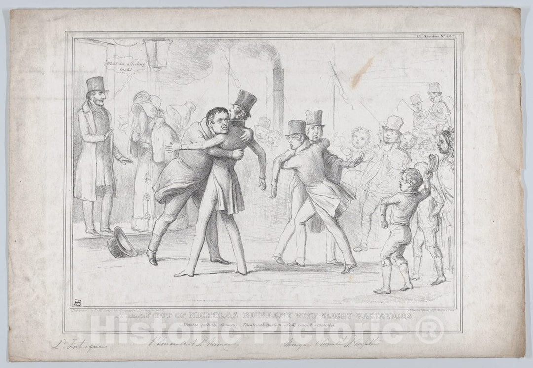 Art Print : John Doyle - A Leaf Out of Nicholas Nickleby with Slight Variations – Nicholas Quits The Company – Theatrical Emotion of Mr. Vincent Crummles : Vintage Wall Art