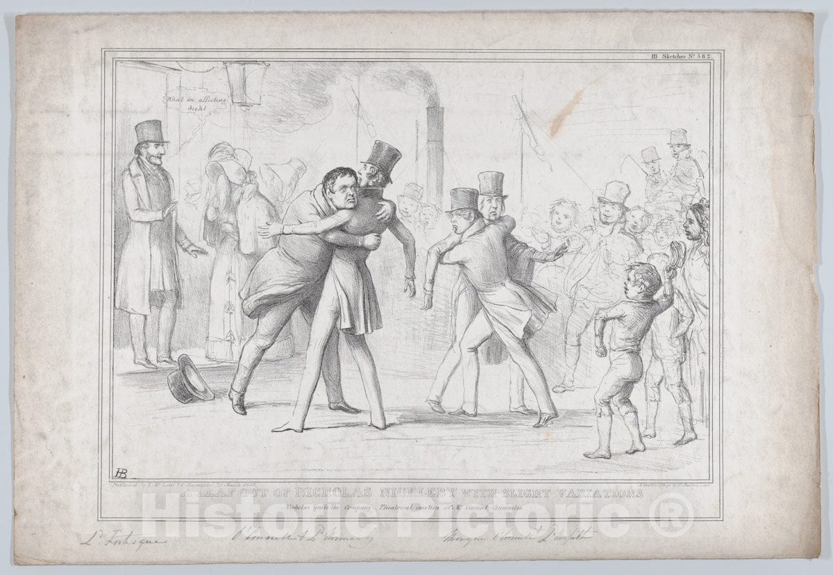 Art Print : John Doyle - A Leaf Out of Nicholas Nickleby with Slight Variations – Nicholas Quits The Company – Theatrical Emotion of Mr. Vincent Crummles : Vintage Wall Art