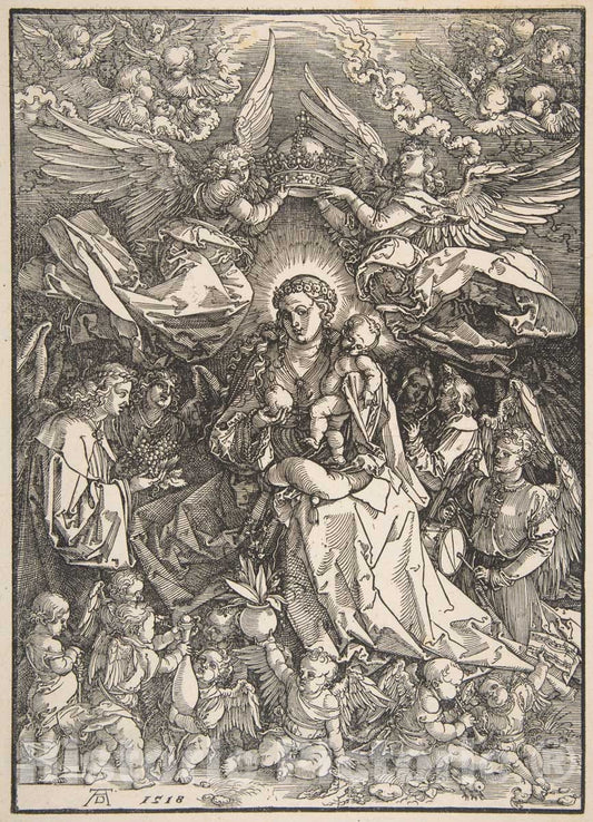 Art Print : Albrecht Dürer - The Virgin Surrounded by Many Angels 3 : Vintage Wall Art