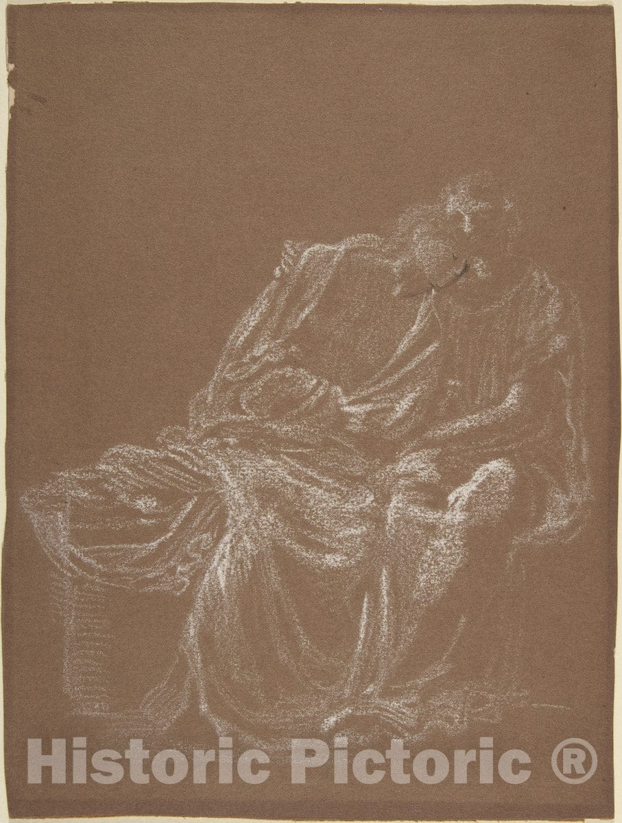 Art Print : Sir Edward Burne-Jones - A Seated Couple, Embracing : Vintage Wall Art