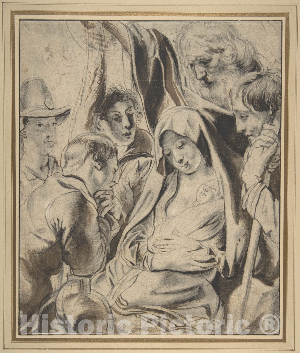 Art Print : After Jacob Jordaens - Adoration of The Shepherds : Vintage Wall Art