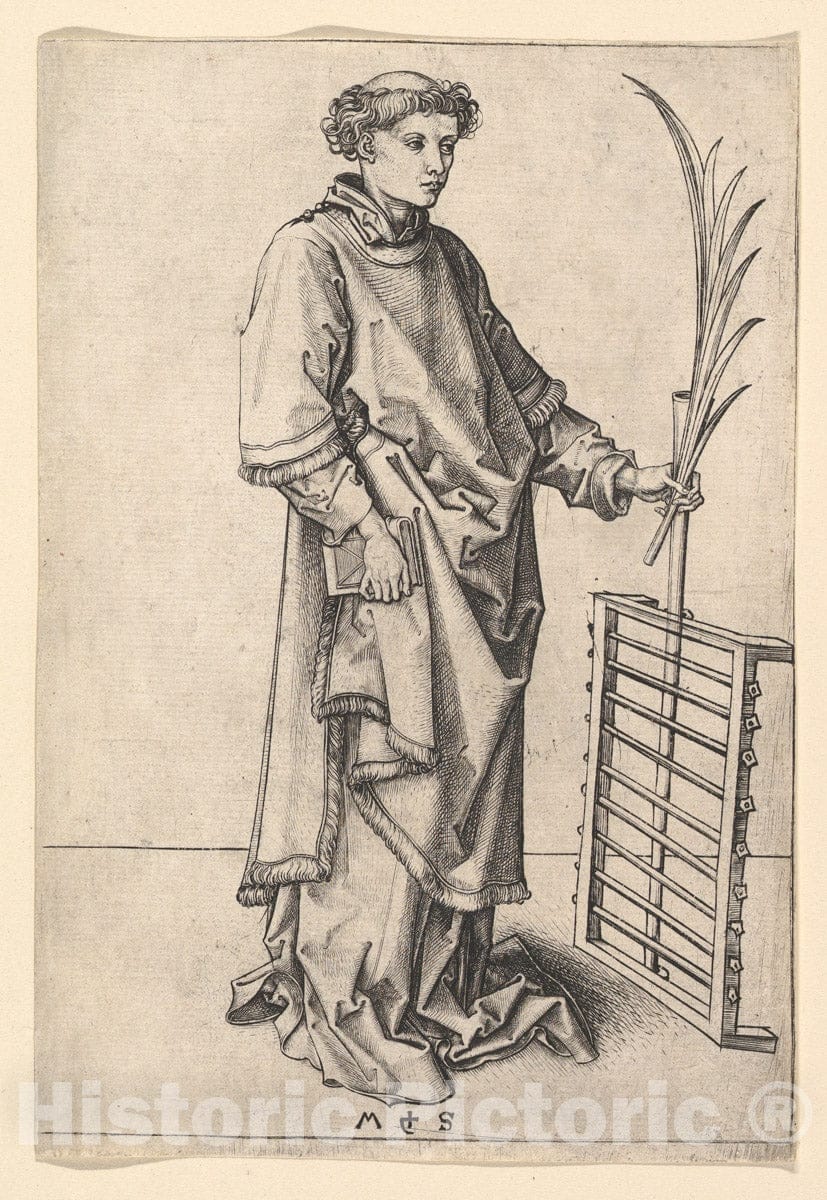 Art Print : Martin Schongauer - Saint Lawrence : Vintage Wall Art