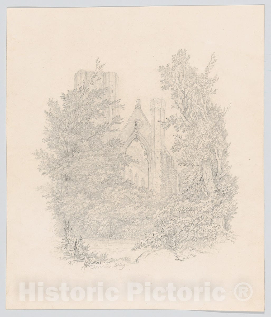 Art Print : Carl Gustav Carus - View of The West Facade of Dunkeld Cathedral : Vintage Wall Art