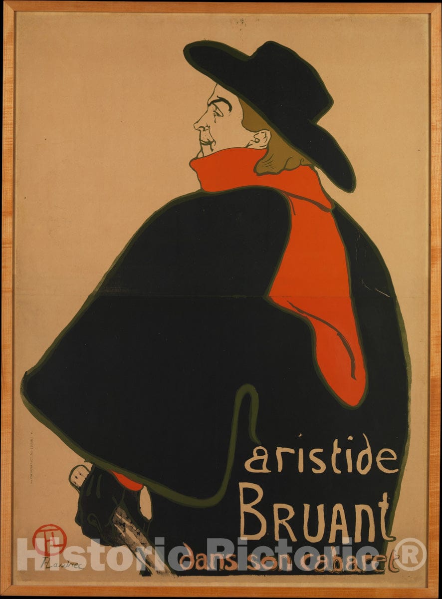 Art Print : Henri de Toulouse-Lautrec - Aristide Bruant, at His Cabaret : Vintage Wall Art