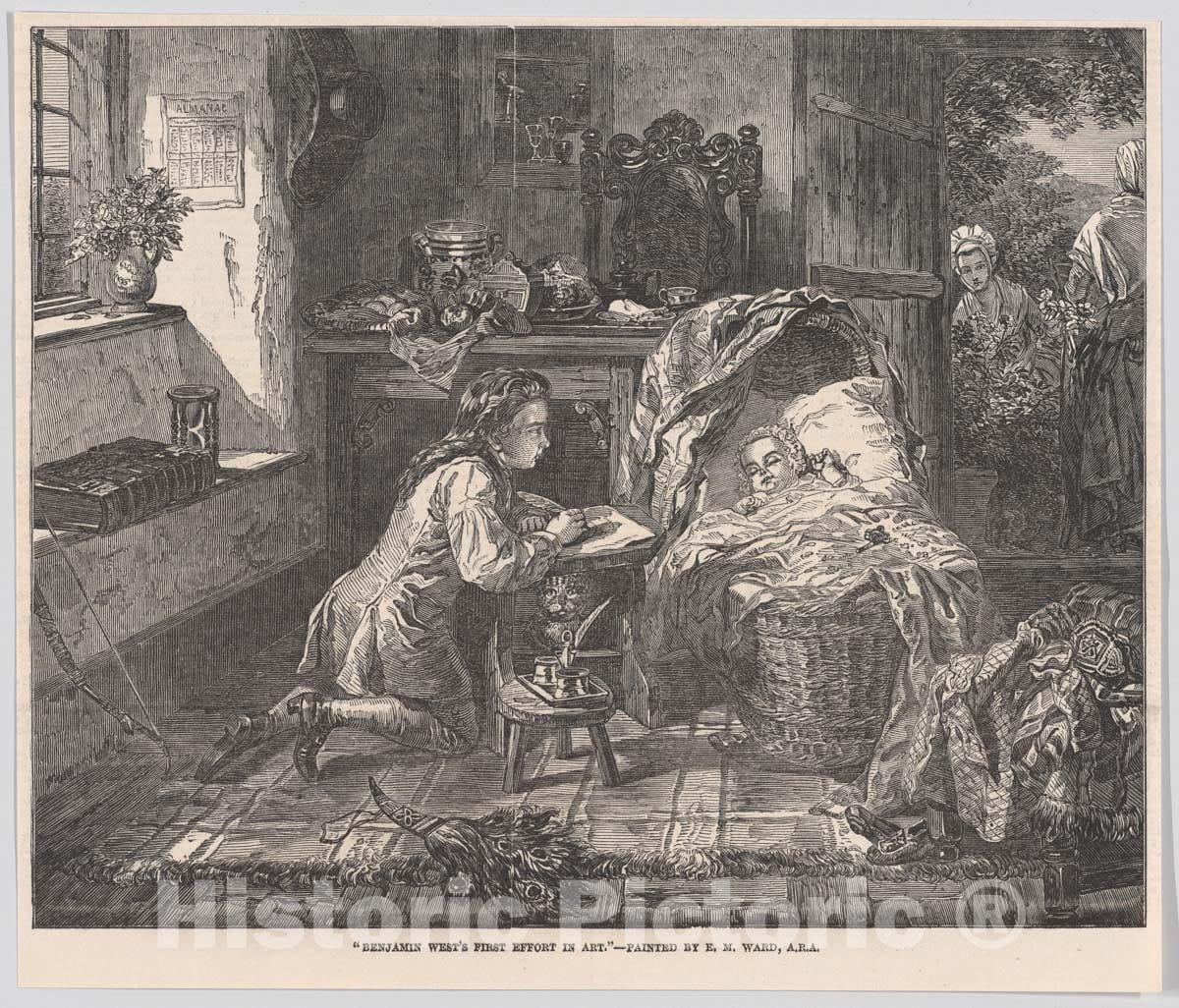 Art Print : Edward Matthew Ward - Benjamin West's First Effort in Art, from Illustrated London News : Vintage Wall Art