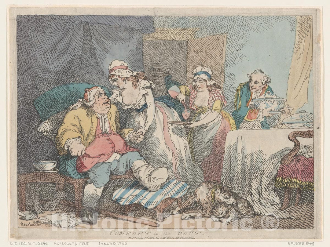 Art Print : Thomas Rowlandson - Comfort in The Gout 2 : Vintage Wall Art