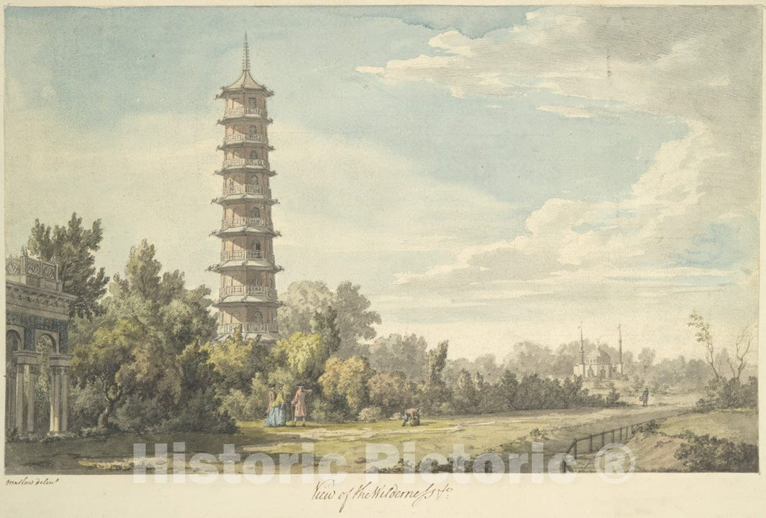 Art Print : William Marlow - View of The Wilderness at Kew : Vintage Wall Art