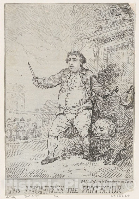 Art Print : Thomas Rowlandson - His Highness The Protector : Vintage Wall Art