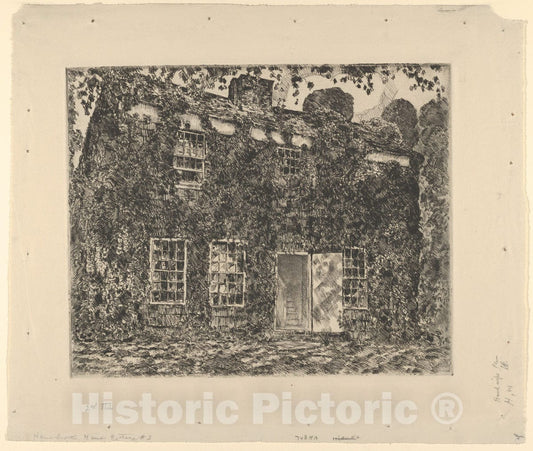 Art Print : Childe Hassam - Home Sweet Home Cottage No. 3, Easthampton : Vintage Wall Art