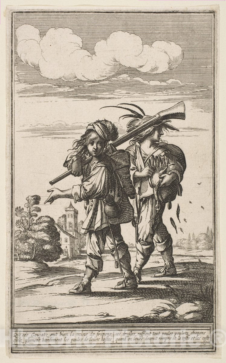Art Print : Abraham Bosse - Two Marauders : Vintage Wall Art