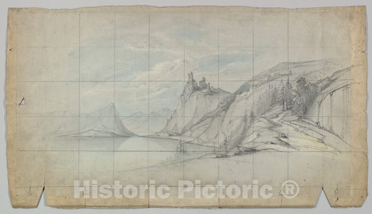 Art Print : Eugène Cicéri - Design for a Stage Set 12 : Vintage Wall Art