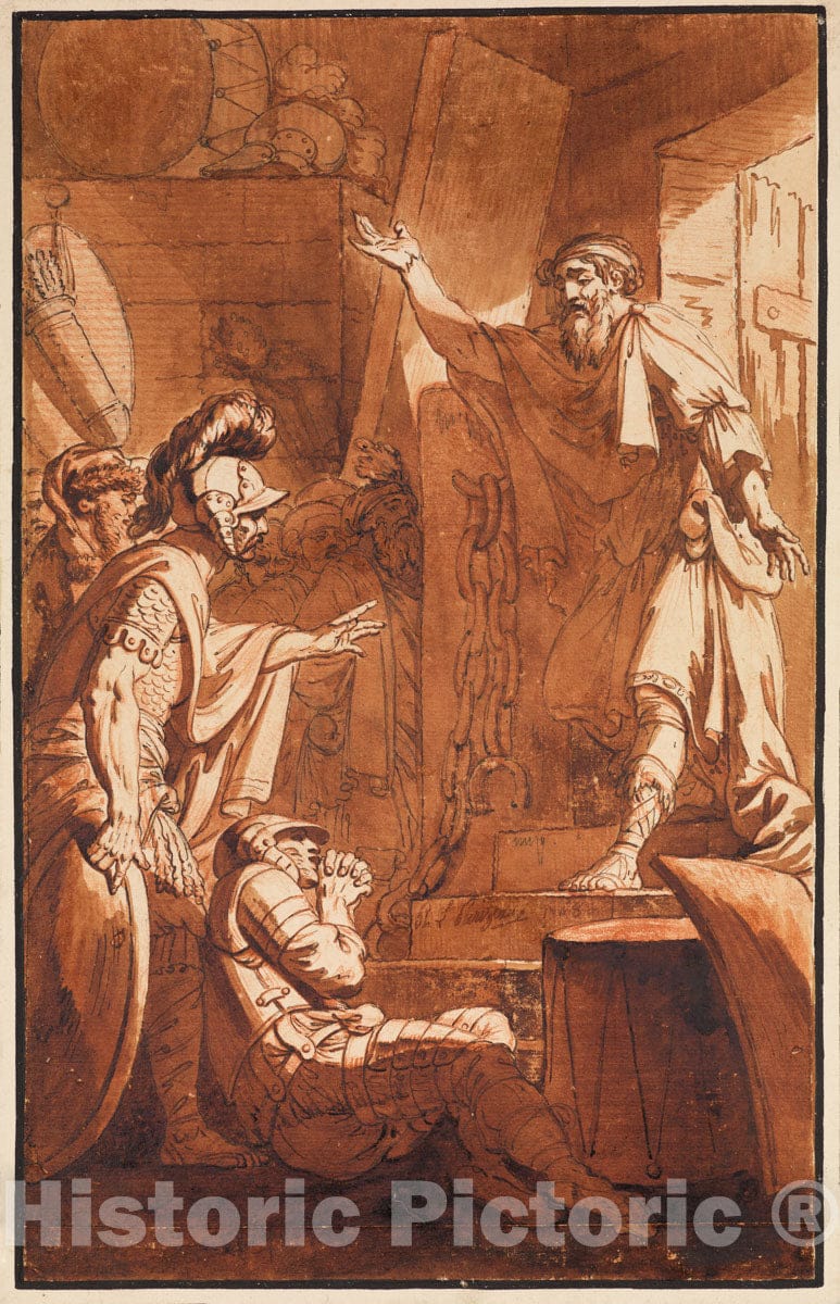 Art Print : Philippe Louis Parizeau - Messenger at The Door of a Guardhouse : Vintage Wall Art