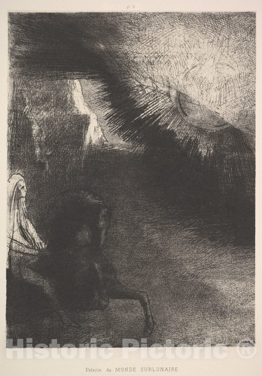 Art Print : Odilon Redon - Pilgrim from a sublunar World : Vintage Wall Art