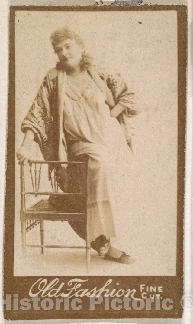 Photo Print : Actress Leaning Against Chair, from The Actresses Series (N664) Promoting Old Fashion Fine Cut Tobacco : Vintage Wall Art