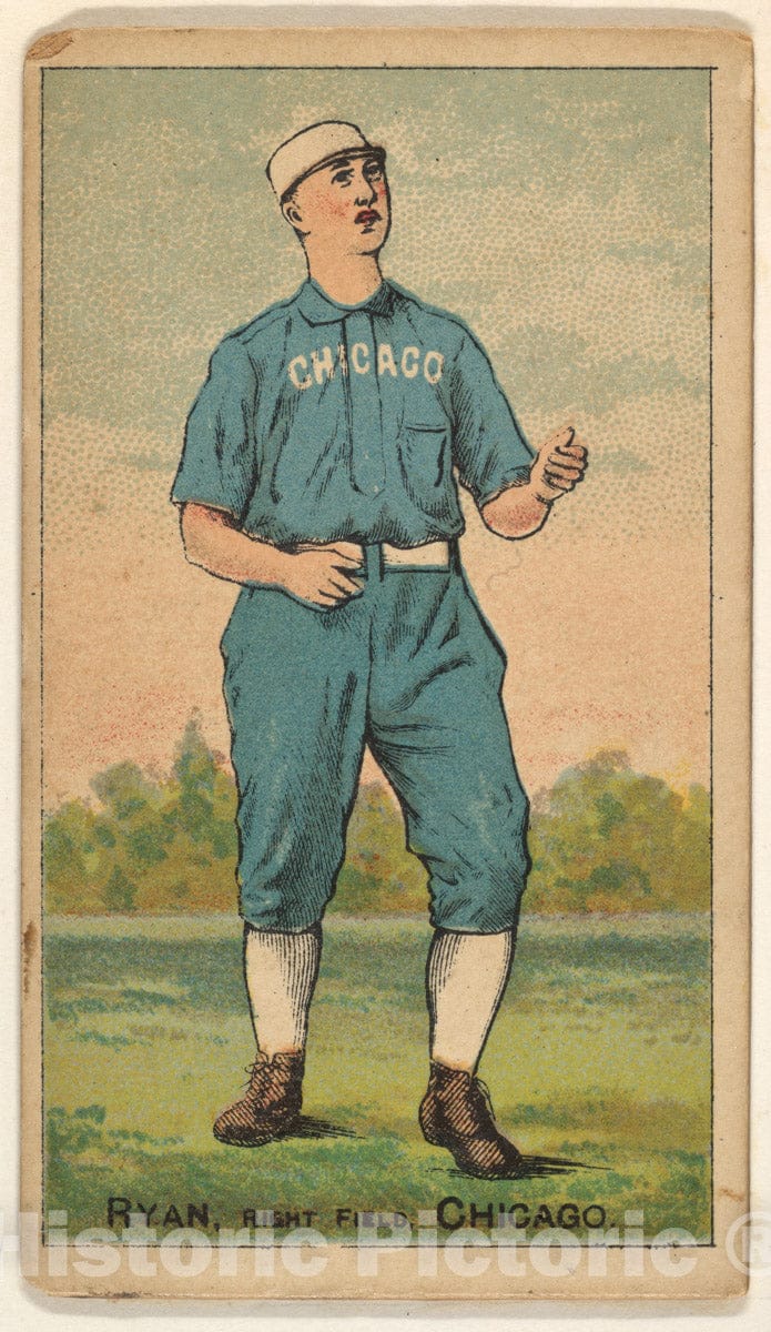 Art Print : Issued by D. Buchner & Co, New York - Ryan, Right Field, Chicago, from The Gold Coin Series (N284) for Gold Coin Chewing Tobacco : Vintage Wall Art