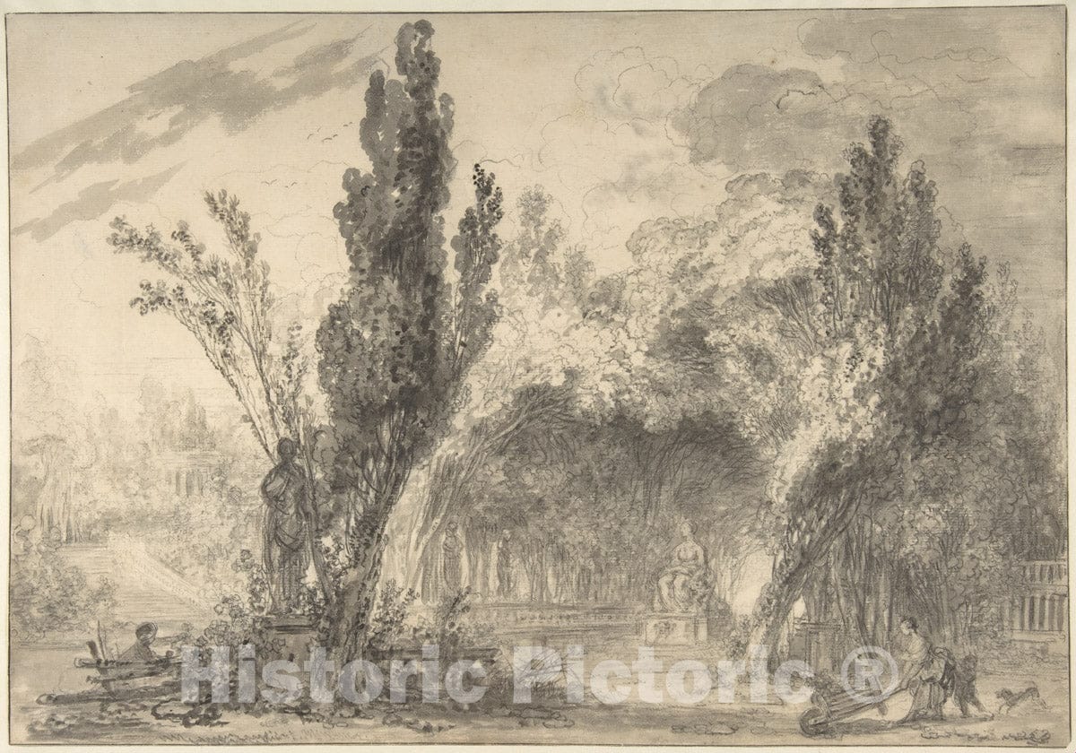 Art Print : Jean Honoré Fragonard - View of a Park : Vintage Wall Art