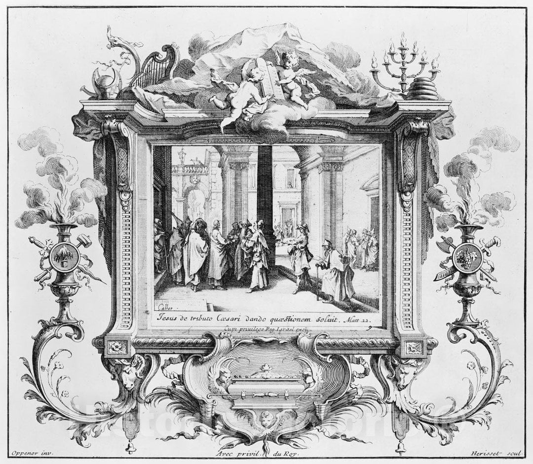 Art Print : Jacques Callot - Le Denier de César (The Tribute Money), from Le Nouveau Testament (The New Testament) : Vintage Wall Art