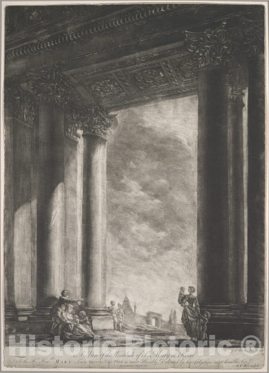 Art Print : Georges François Blondel - A View of The Vestibule of Santa Maria Maggiore at Rome : Vintage Wall Art