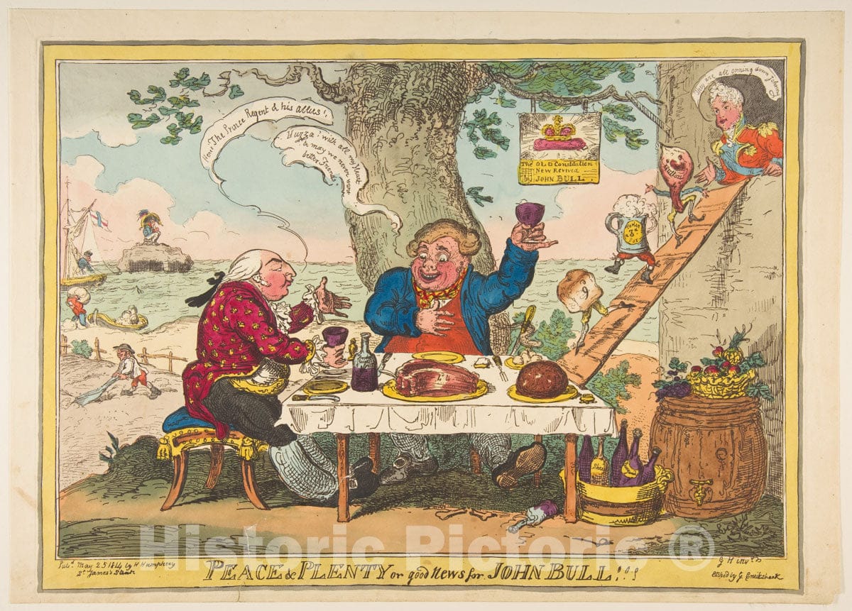 Art Print : George Cruikshank - Peace and Plenty or Good News for John Bull!!! : Vintage Wall Art