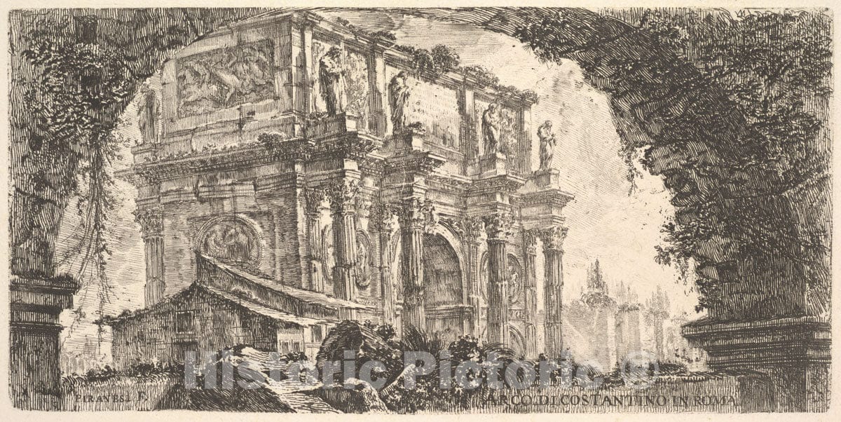 Art Print : Giovanni Battista Piranesi - Plate 9: Arch of Constantine in Rome (Arco di Costantino in Roma) : Vintage Wall Art